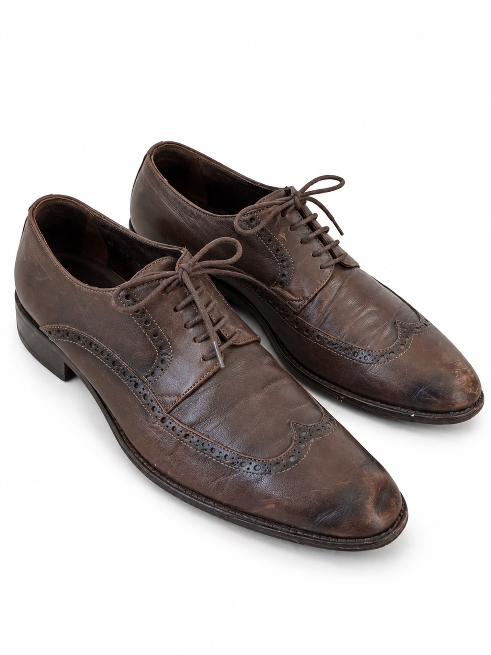 Harry Rosen brogue wingtip dark brown leather lace upper dress shoes 41